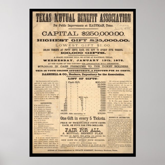 Poster Texas Mutual Benefit Association (Devant)