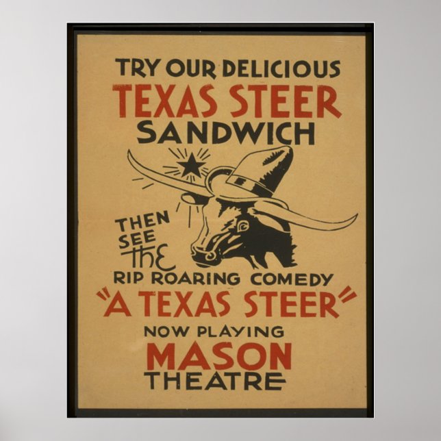 Poster Texas Steer (Devant)