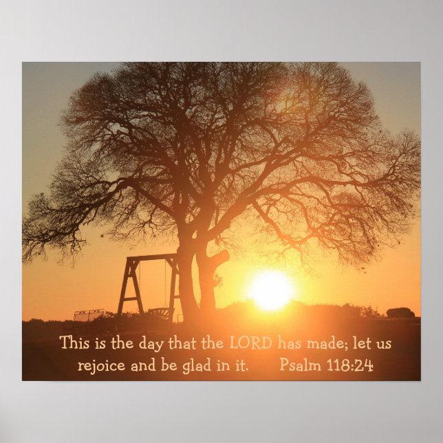 Poster Texas Sunrise avec vers de Psaume 118:24 (Devant)