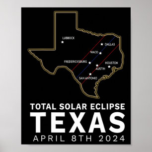 Poster Texas Total Solar Eclipse 2024 Parcours De Totalit