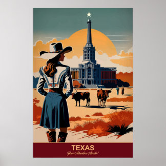 Poster Texas Travel : Votre aventure attend l'affiche de