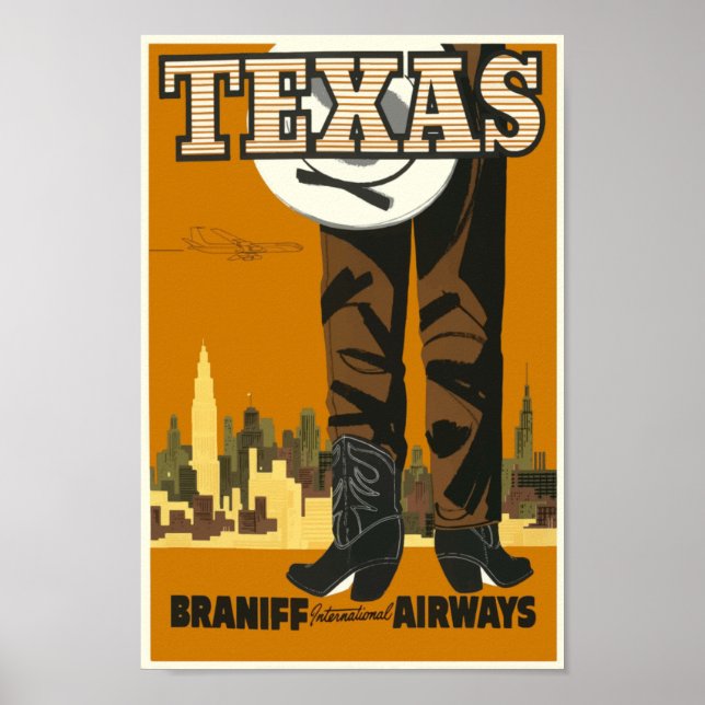 Poster Texas USA Aviation Vintage voyage (Devant)