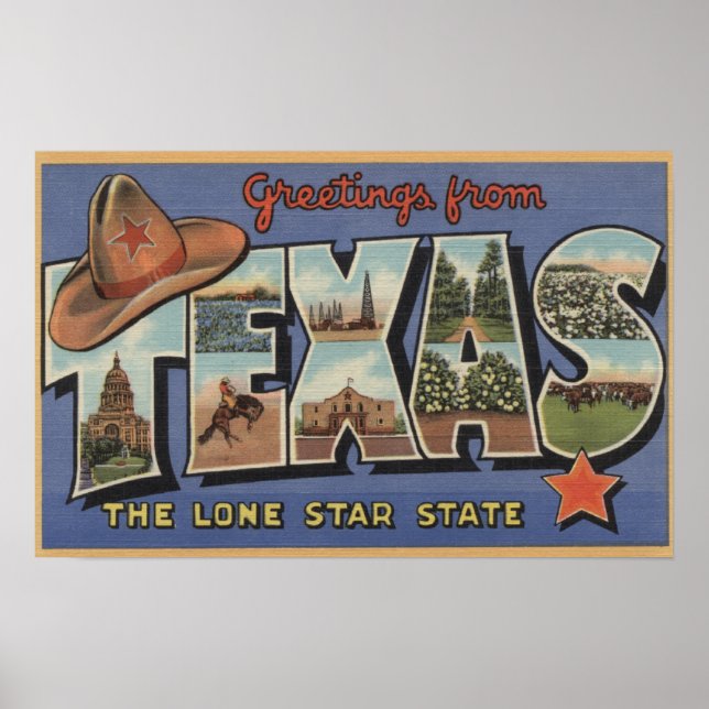Poster TexasSalutations De L'État Lone Star (Devant)