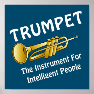 Poster Texte blanc de trompette intelligent