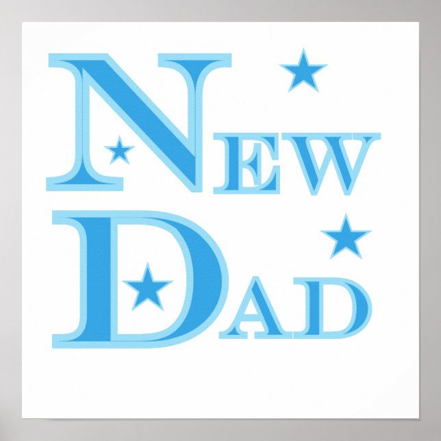 Poster Texte Bleu Nouveau Cadeaux Papa (Devant)