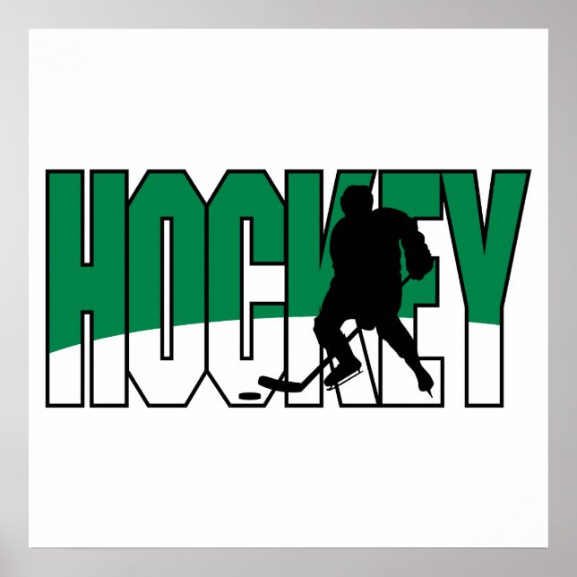 Poster texte de hockey vert (Devant)