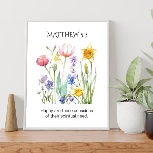 Poster Texte de l'année JW 2026 avec fleurs aquarelles