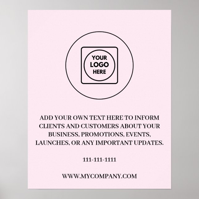 Poster Texte de logo personnalisé Blush Rose Esthétique  (Devant)