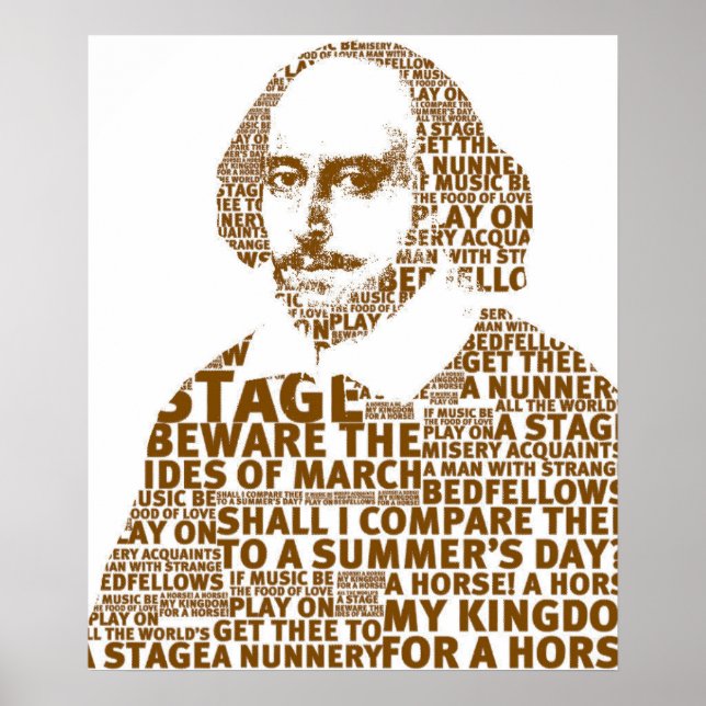 Poster Texte de Sakespeare brun (Devant)