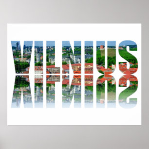 Poster Texte de Vilnius avec reflet