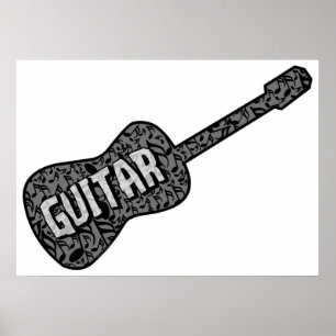 Poster Texte des notes de musique de guitare