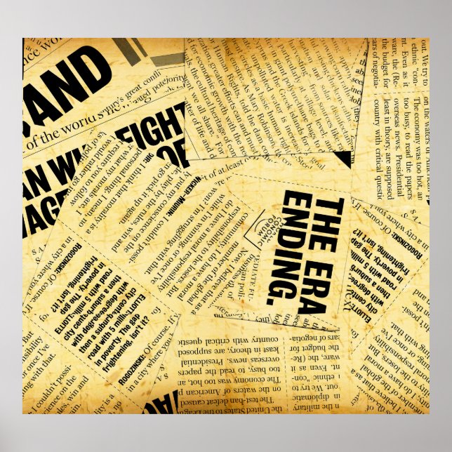 Poster Texte du journal de presse avec vieux papier (Devant)