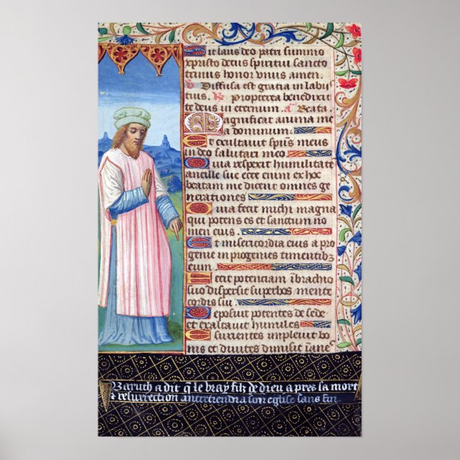 Poster Texte du Magnificat avec un portrait de (Devant)