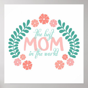 Poster Texte floral de printemps pour la meilleure maman 