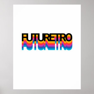 Poster Texte moderne rétro des années 80 avec effet d'omb
