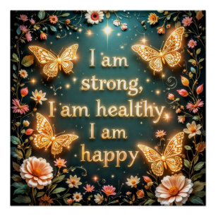 Poster Texte motivationnel avec papillons #1