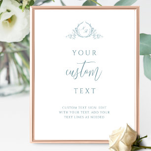 Poster Texte personnalisé avec panneau Mariage Monogramme