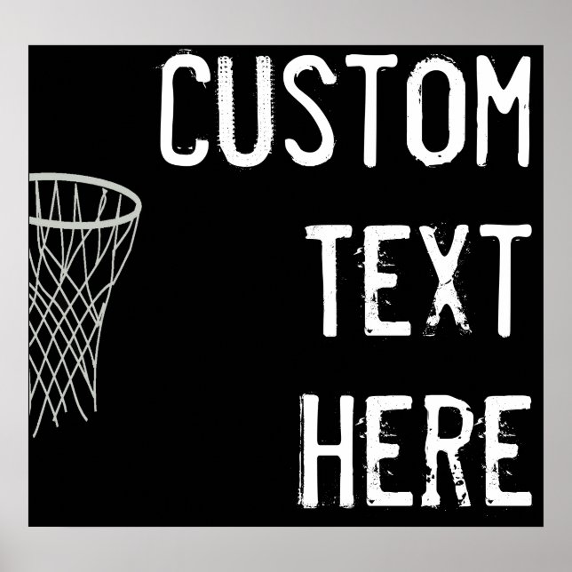 Poster Texte personnalisé Black & White Joueur de basketb (Devant)
