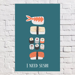 Poster Texte personnalisé du sushi japonais
