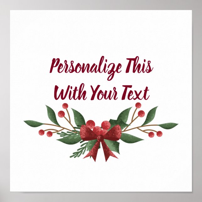 Poster Texte personnalisé Holly et Berry Noël (Devant)