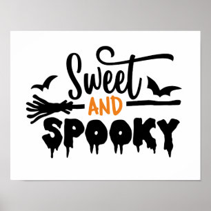 Poster Texte Typographique Éffrayant Et Doux D'Halloween