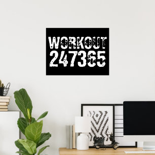 Poster Texte usé et rayé Workout 247365 blanc