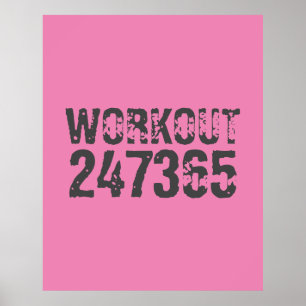 Poster Texte usé et rayé Workout 247365 rose