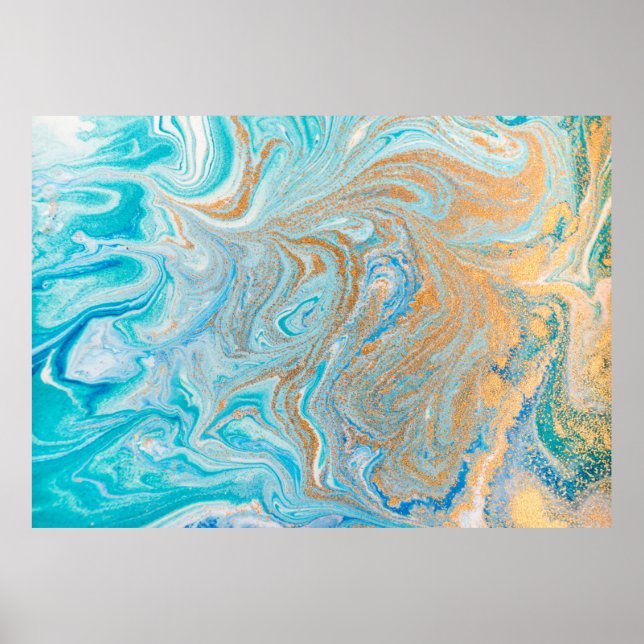 Poster texture Abstraite en marbre bleu (Devant)