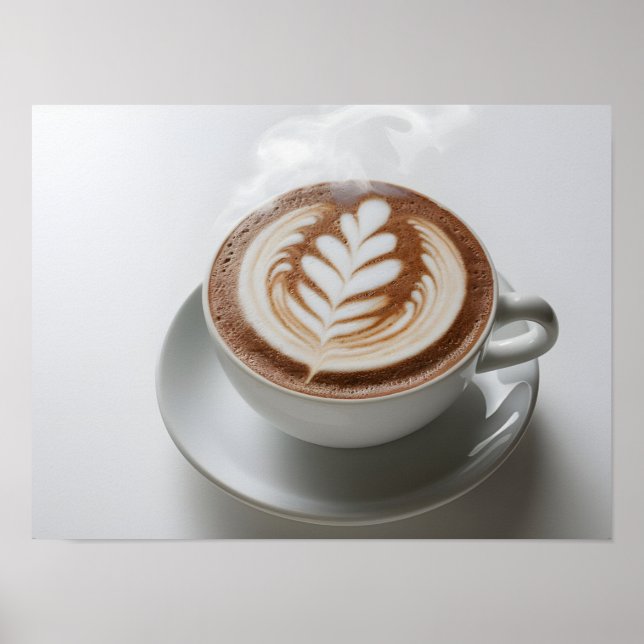 Poster Texture artistique en mousse de latte sur cacao ch (Devant)