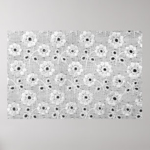Poster Texture de dentelle fine en tissu blanc avec éléga