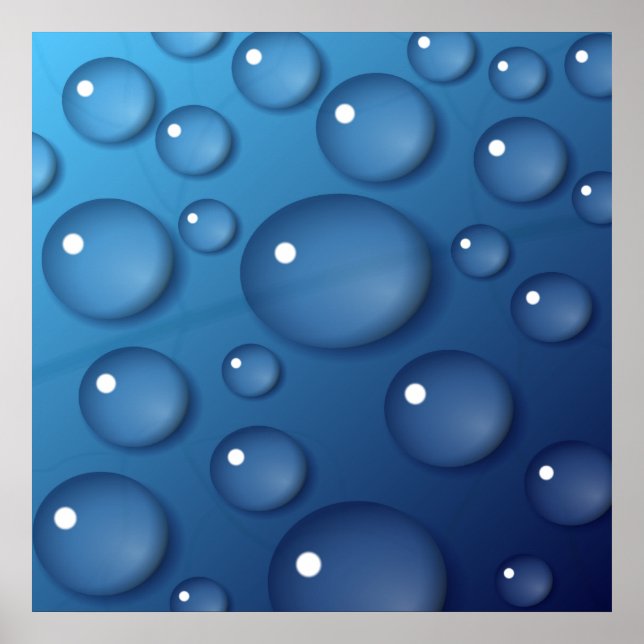 Poster Texture de goutte d'eau bleue (Devant)
