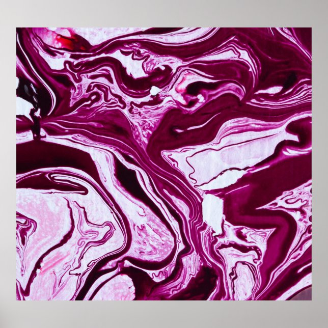 Poster Texture de marbre magenta : Art Abstrait des fluid (Devant)