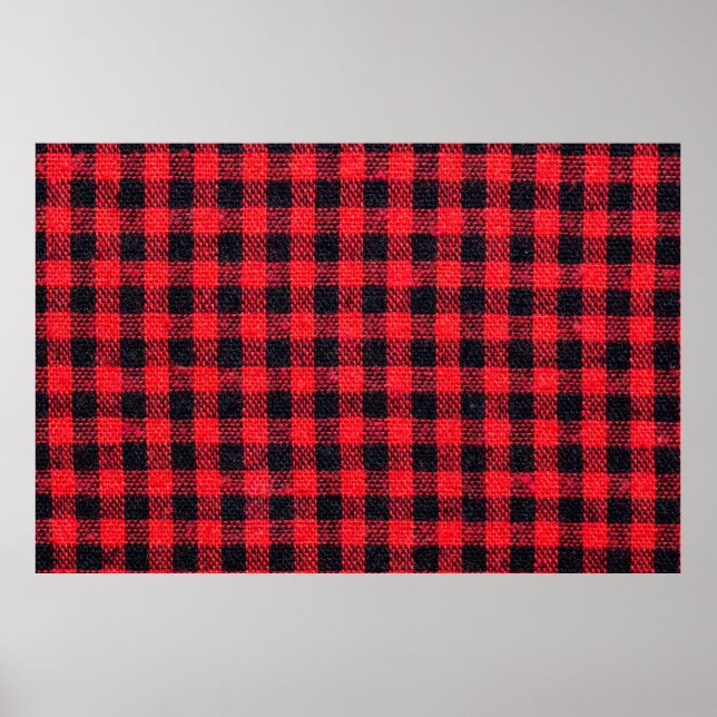 Poster Texture du tissu avec motif de grille, carrés roug (Devant)