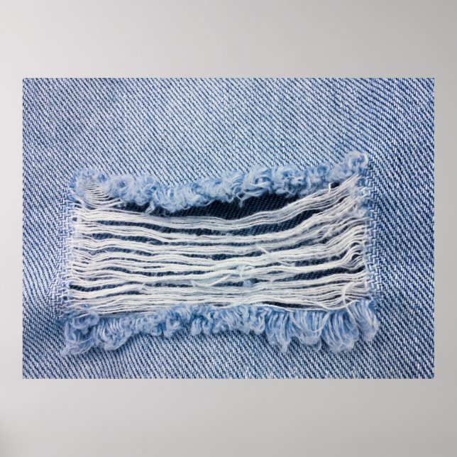 Poster Texture Jeans bleu clair déchirée. (Devant)