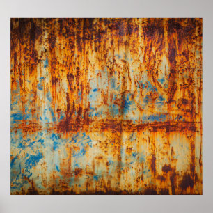 Poster Texture métallique bleu rouillé