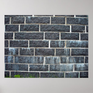 Poster Texture murale en briques noires