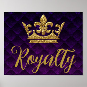 Poster Textures dorées Couronne violet Pourcentage Mur Ar