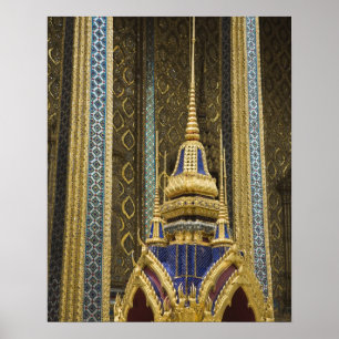 Poster Thaïlande, Bangkok. Détails d'ornementation décoré