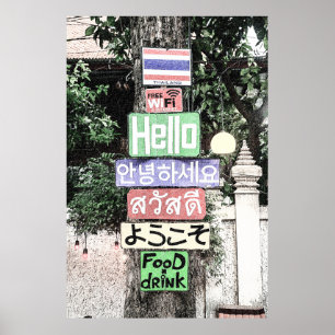 Poster Thaïlande Bonjour Signes Voyage