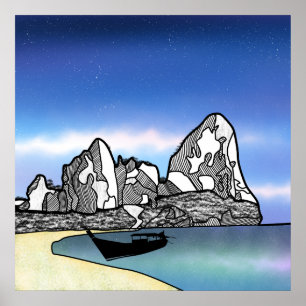 Poster Thaïlande Scène de plage tropicale