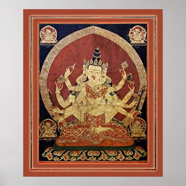 Poster Thangka tibétain de Guhyasamaja Akshobhyavajra (Devant)