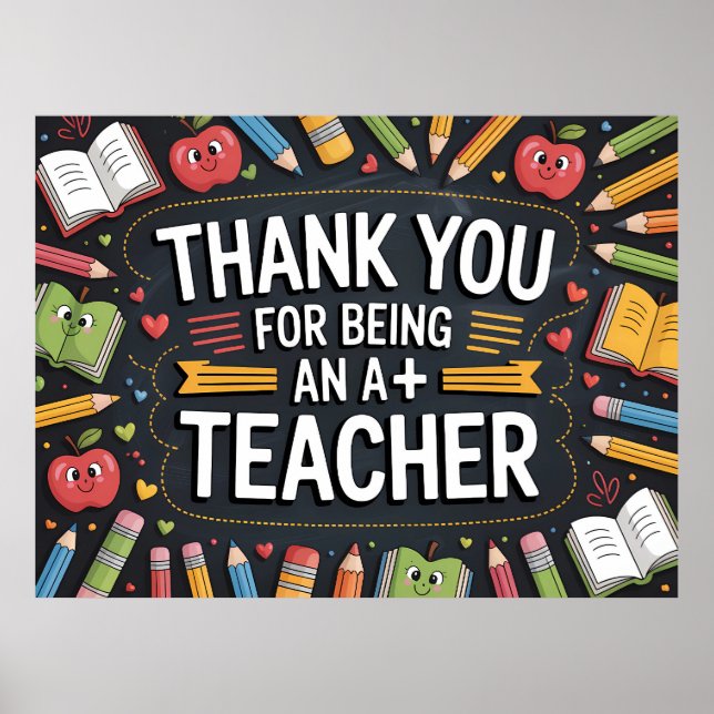 Poster Thank you Teacher Appreciation  (Devant)