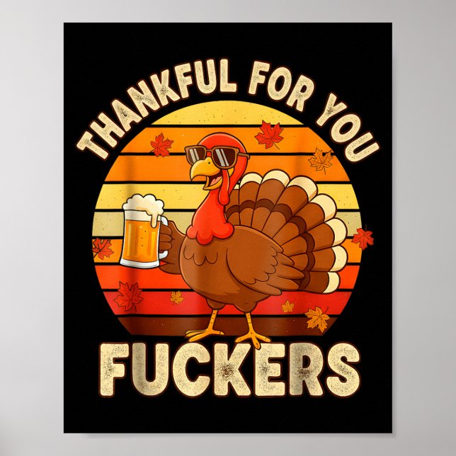 Poster Thankful For You Forers Thanksgiving Happy Turkey  (Devant)