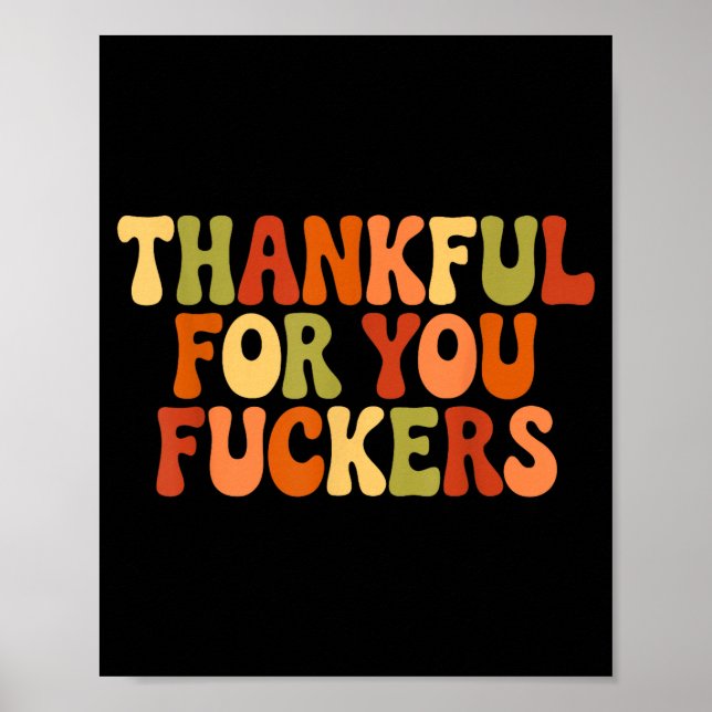 Poster Thankful For You Forers Thanksgiving Happy Turkey  (Devant)