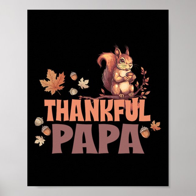 Poster Thankful Papa Playful Squirrel On Maple Branch For (Devant)