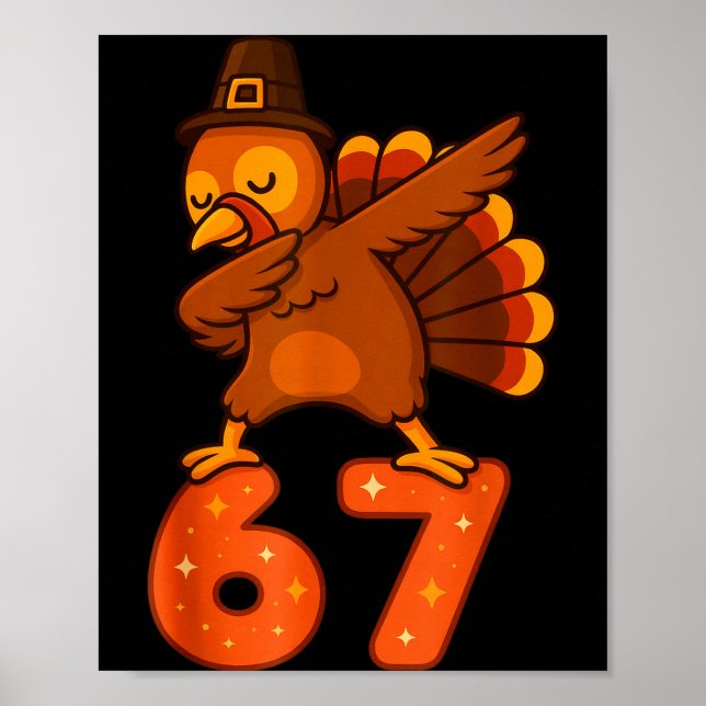 Poster Thanksgiving 67 Meme Six Seven Funny Turkey  (Devant)