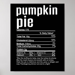 Poster Thanksgiving Christmas Citrouille Pie nutritionnel
