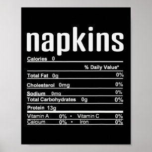 Poster Thanksgiving Christmas Napkins Nutrition Fact