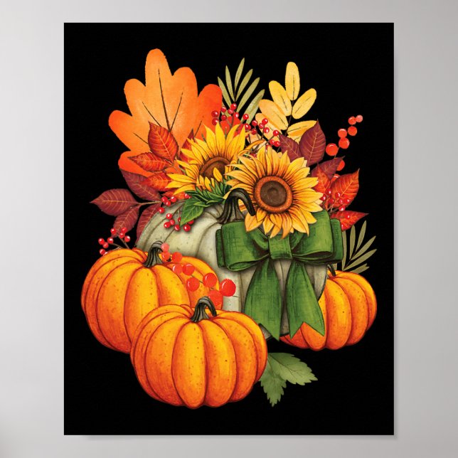 Poster Thanksgiving Citrouille Tournesol Automne Vacances (Devant)