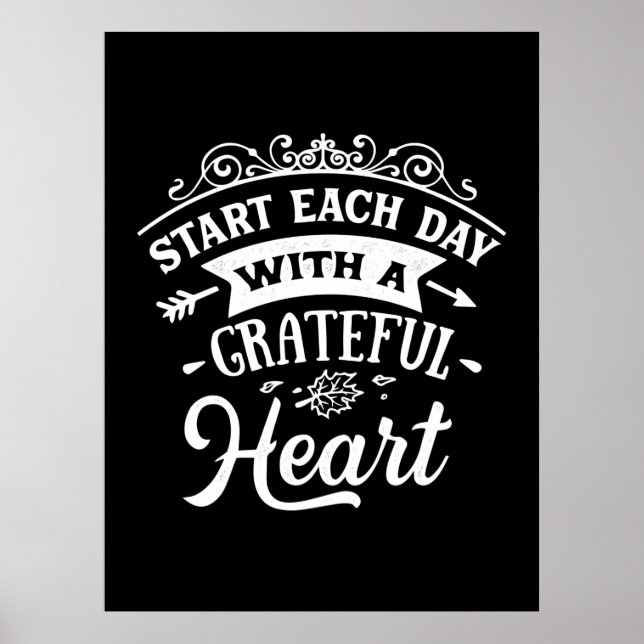 Poster Thanksgiving Commence Chaque Jour Avec Un Coeur Gr (Devant)